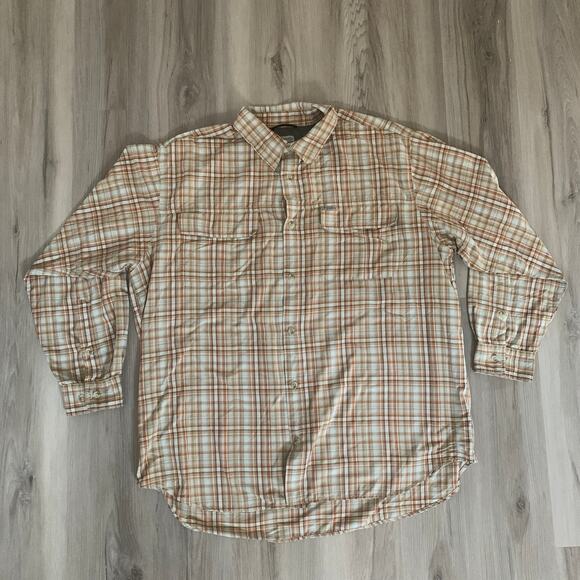 Columbia Sports Titanium Omni Dry Men's Button Down Shirt XXL Plaid Vent Cream - Picture 1 of 11